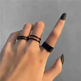Black Platted Unique Rings Set of 3